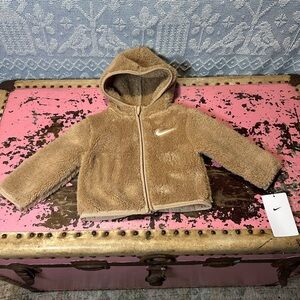 NIKE infant brown fuzzy teddy bear coat sz 12 mo - NWT